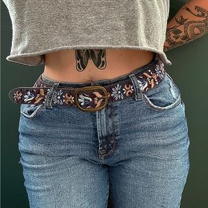 Lucky Brand Embroidered Leather Belt